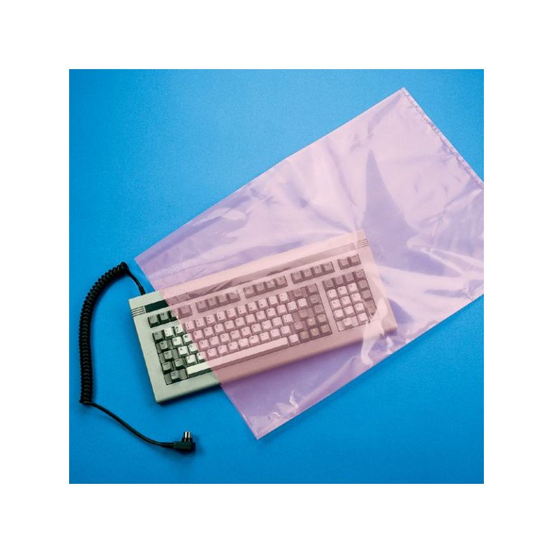 Elkay Plastics AntiStatic Poly Flat Bag, Pink, 4.0 Mill, 4" x 8" FAS40408